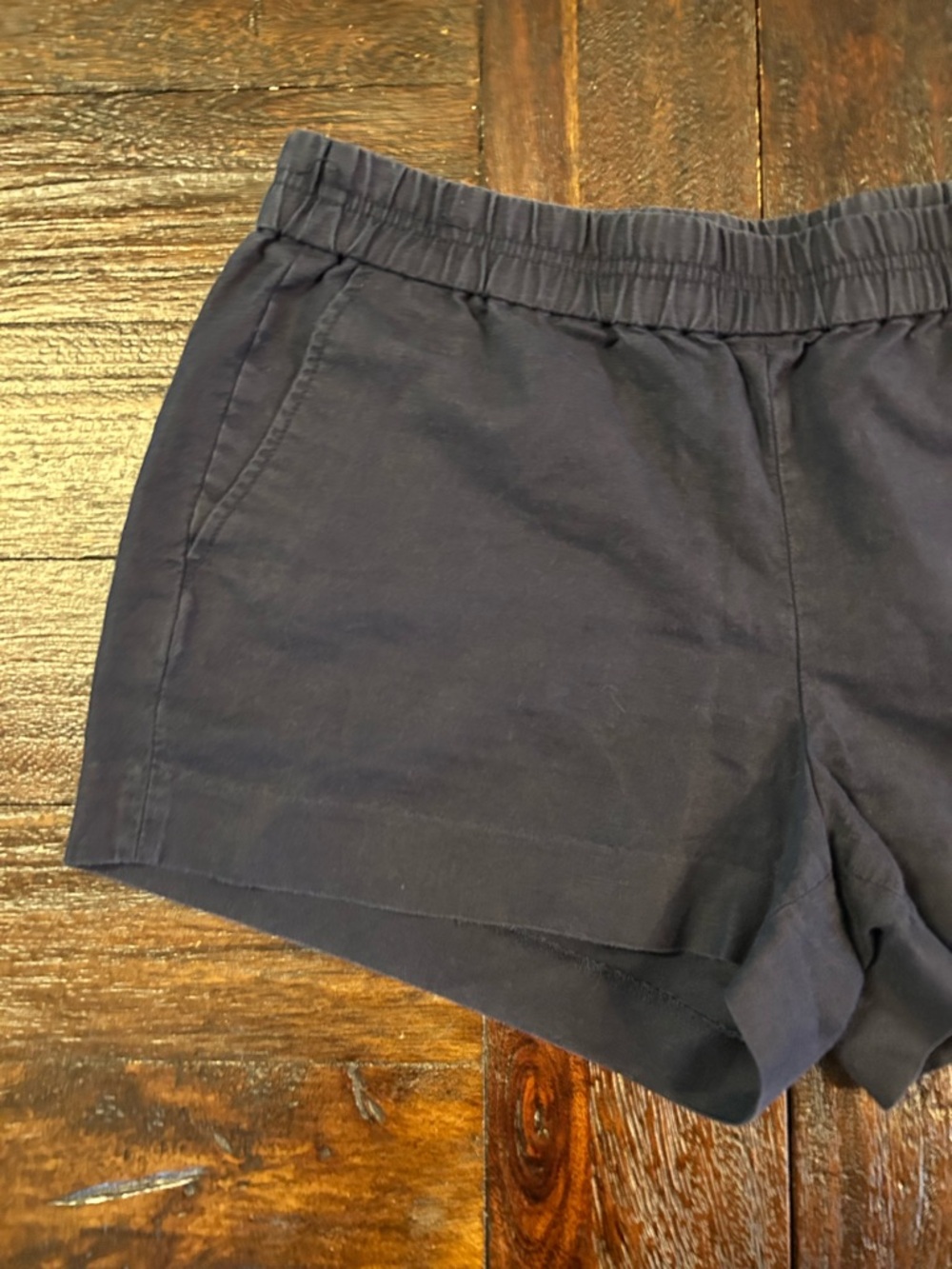 J Crew Women's Navy Casual Elastic-Waist Linen Blend Shorts - Picture 2 of 9